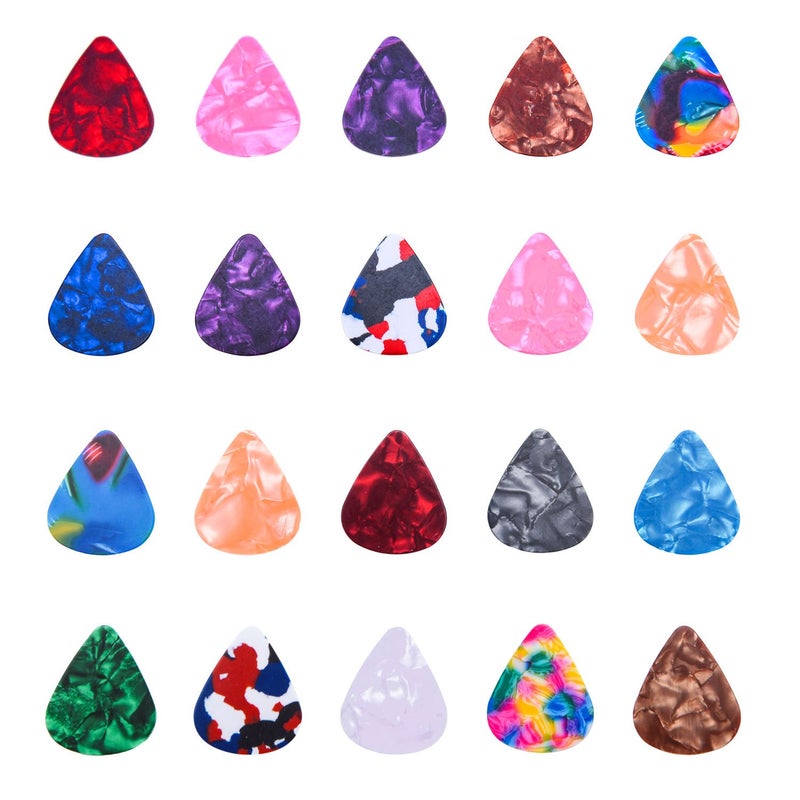 I-MART Stylish Colorful Celluloid Guitar Picks Plectrums for Guitar Bass Ukulele 0.46mm (Pack of 100 - Assorted Colors) - Image 1